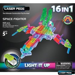 Laser Pegs Tinted Space Fighter Building Set Toys for Boys and Girls Light Up Bricks 16 Sci-Fi Models