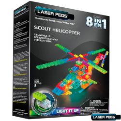 Laser Pegs Power Block Scout Helicopter Lighted STEM Educational Building Toys for Boys & Girls