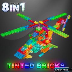 Laser Pegs Power Block Scout Helicopter Lighted STEM Educational Building Toys for Boys & Girls