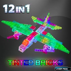 Laser Pegs Cargo Plane Lighted STEM Educational Construction Set Tinted Bricks Toys for Boys & Girls
