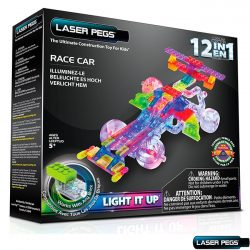 Laser Pegs Tinted Race Car Lighted STEM Educational Construction Playsets Light Up Toys for Boys & Girls